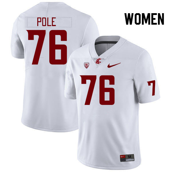 Women #76 Esa Pole Washington State Cougars College Football Jerseys Stitched Sale-White